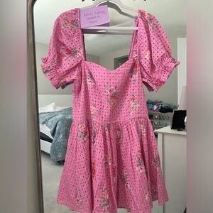 LoveShackFancy
Pink Altima Floral Eyelet Puff Sleeve Mini Dress 🌸 🩷